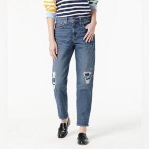 J Crew Denim Blue Slouchy Boyfriend Baggy Distressed High Waist Jeans size 31